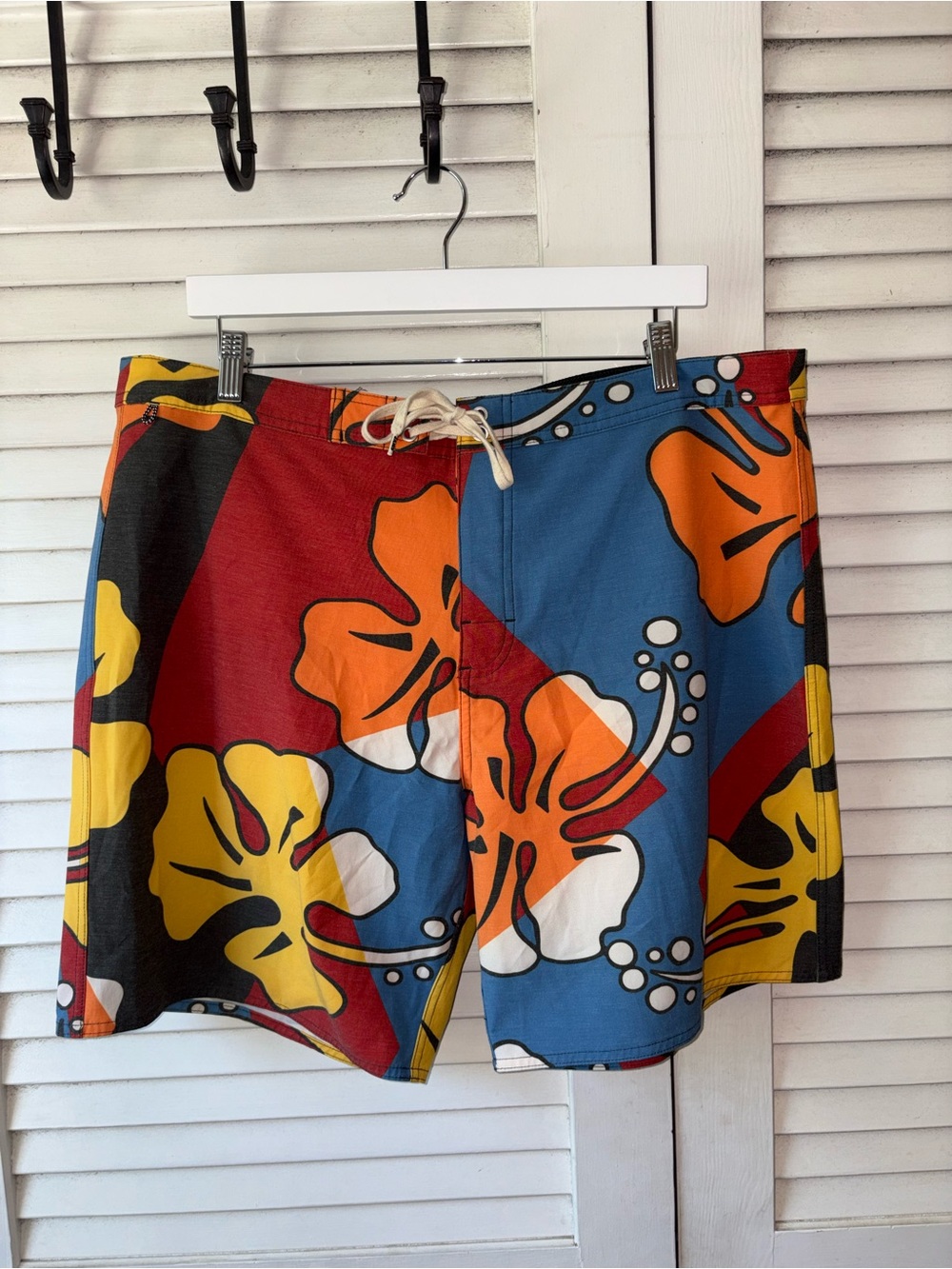 Vintage Original Jams Hibiscus Board Shorts Mens 36 Hawaiian Surf Swim Trunks - Picture 2 of 7